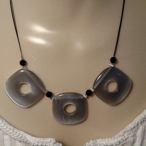 Artisan, one of a kind, Silver Gray Sunstone necklace & matching earrings